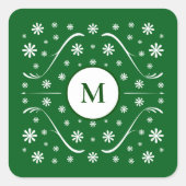 Emerald Green Blume Power Monogram Sticker (Vorderseite)
