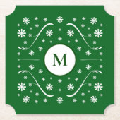Emerald Green Blume Power Monogram Untersetzer (Vorderseite)