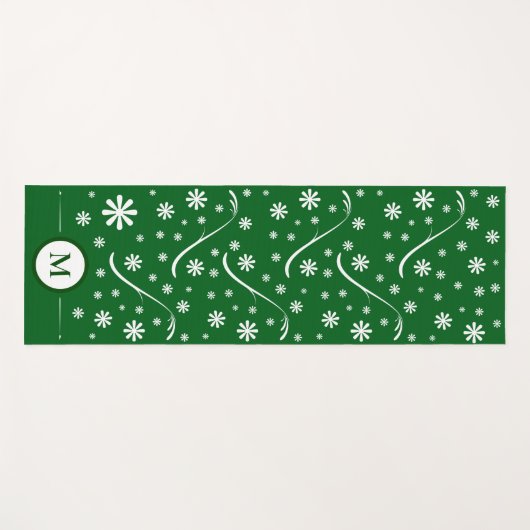 Emerald Green Blume Power Monogram Yogmata Yogamatte (Vorderseite (Horizontal))