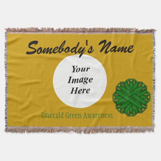 Emerald Green Blume Ribbon Template von K Yoncich Decke (Vorderseite)