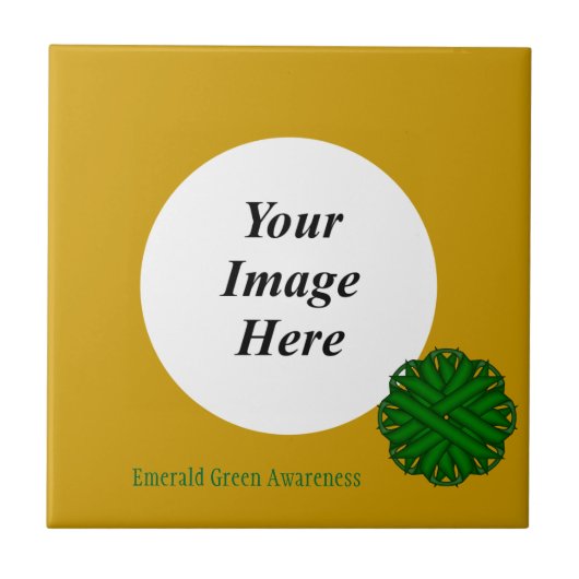 Emerald Green Blume Ribbon Template von K Yoncich Fliese (Vorderseite)