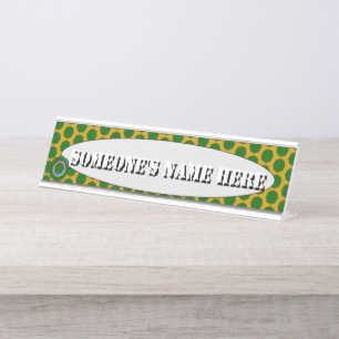 Emerald Green Blume Ribbon von Kenneth Yoncich Schreibtischnamensplakette