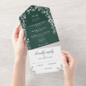 Emerald Green Blumengrün Cascade Wedding All In One Einladung (Abreißen)