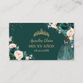 Emerald Green Blush Floral Quinceñera QR Code Begleitkarte (Rückseite)