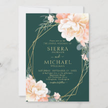 Emerald Green Blush Gold Peach Floral Wedding