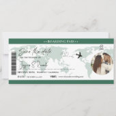 Emerald Green Boarding Pass - Hochzeit Save The Date (Vorderseite)