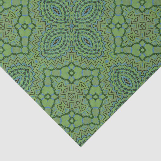 Emerald Green Bohemisch Geometric Muster Seidenpapier (Ausschnitt)