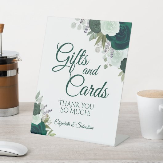 Emerald Green Boho Blumengeschenke & Karten Hochze Sockelschild (In SItu)