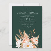 Emerald Green Boho Chic Floral Wedding Einladung (Vorderseite)