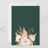 Emerald Green Boho Chic Floral Wedding Einladung (Rückseite)
