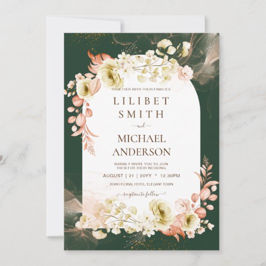 Emerald Green Boho Floral Wedding (Vorderseite)