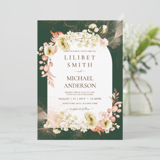 Emerald Green Boho Floral Wedding (Stehend Vorderseite)