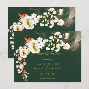 Emerald Green Boho Floral Wedding Postkarte
