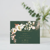 Emerald Green Boho Floral Wedding Postkarte (Stehend Vorderseite)