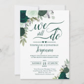 Emerald Green Boho Floral wir machen noch Vow Rene Einladung (Vorderseite)