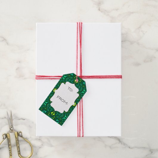 Emerald Green Boho Mustertester Geschenkanhänger (Mit Garn)