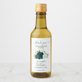 Emerald Green Boho Rose Hochzeit Danke Mini Weinetikett (Vorderseite)