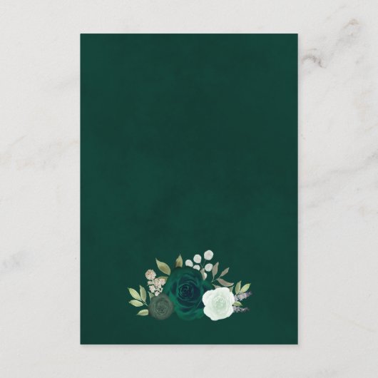 Emerald Green Boho Rose Hochzeitdetails QR-Code Begleitkarte (Rückseite)