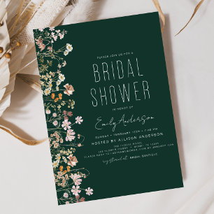 Emerald Green Boho Wildblume Brautparty Einladung