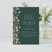 Emerald Green Boho Wildblume Brautparty Einladung (Stehend Vorderseite)