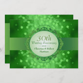 Emerald Green Bokeh Party zum 30. Jahrestag Einladung (Vorne/Hinten)