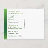 Emerald Green Bokeh Save the Date 30 Jahre Ankündigungspostkarte (Rückseite)
