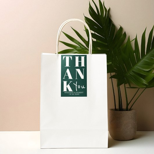 Emerald Green Bold Simple Dankeschön Gastgeschenk Rechteckiger Aufkleber