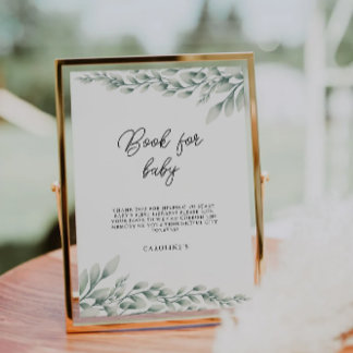 Emerald Green Book for Baby Sign, Babydusche Einladung