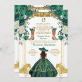 Emerald Green Boots Spanish Gold 15 Años Birthday Einladung (Vorne/Hinten)