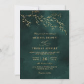 Emerald Green Botanical Elegant QR Code Wedding Einladung (Vorderseite)