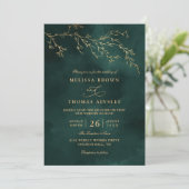 Emerald Green Botanical Elegant QR Code Wedding Einladung (Stehend Vorderseite)