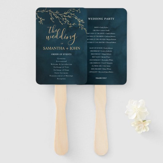 Emerald Green Botanical Elegant Wedding Programs Fächer (Vorne und Hinten)