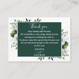 Emerald Green Botanical Floral Wedding Vielen Dank Platzkarte