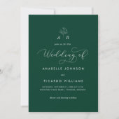 Emerald Green Botanical Monogram QR Code Wedding Einladung (Vorderseite)