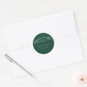 Emerald Green Botanical Wappen Monogramm Hochzeit Runder Aufkleber (Umschlag)