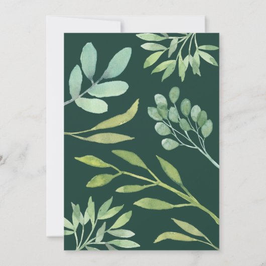 Emerald Green Botanical Wedding Einladung (Rückseite)