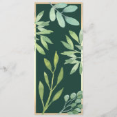 Emerald Green Botanical Wedding Menu Menükarte (Rückseite)