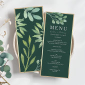 Emerald Green Botanical Wedding Menu Menükarte