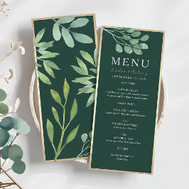 Emerald Green Botanical Wedding Menu Menükarte