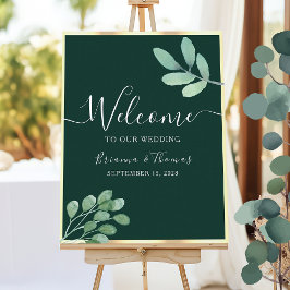 Emerald Green Botanical Wedding Willkommen Poster