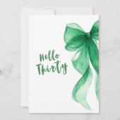 Emerald Green Bow 30th Birthday Invitation Einladung (Rückseite)