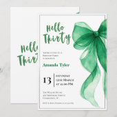 Emerald Green Bow 30th Birthday Invitation Einladung (Vorne/Hinten)