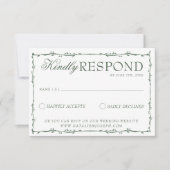 Emerald Green Branches Boho Old Money Wedding RSVP Karte (Vorderseite)