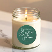 Emerald Green Brautparty Custom White Script Runder Aufkleber