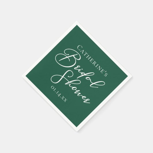 Emerald Green Brautparty Personalisiert White Serviette (Ecke)