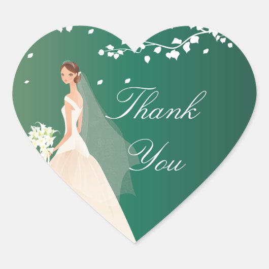 Emerald Green Bride Brautparty Heart Sticker (Vorderseite)