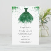 Emerald Green Bridesmaid Dress Brautparty Einladung (Stehend Vorderseite)