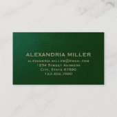 Emerald Green Brushed Gold Monogram Visitenkarte (Rückseite)