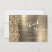 Emerald Green Brushed Metal Wedding Flat Thank You Karte (Vorderseite)