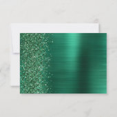 Emerald Green Brushed Metal Wedding Flat Vielen Da Karte (Rückseite)